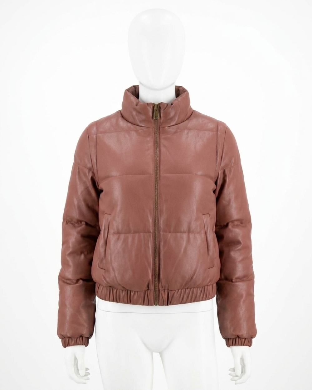 NEW GRACE AND LACE butter faux leather puffer jacket in clay